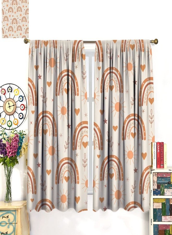 AuiMzoo Boho Rainbow Curtains, Lovely Rainbow Love Sun and Brown Peach Star Pattern, Children Boys Girls Bedroom Living Room Nursery Nursery Decorative Curtains, 2 Panel Set,42X45 Inch - Image 3